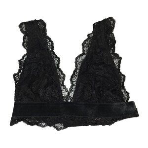 Victorias Secret‎ Black Lace Bralette With Velvet Band Adjustable Straps SMALL